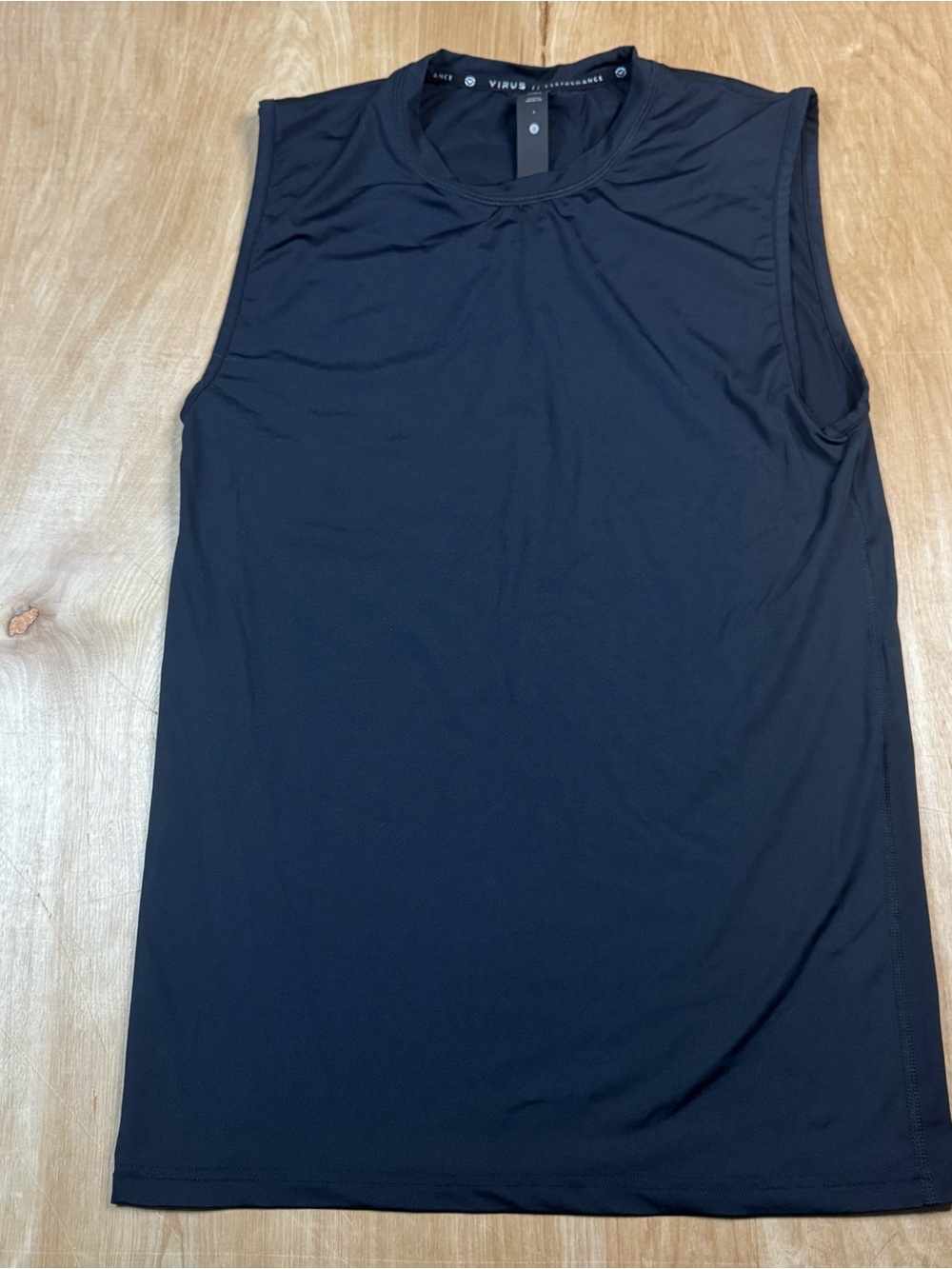 Virus Performance Mens Black Sleeveless Crew Neck Stretch Tank Top Size Large